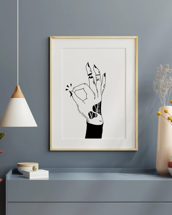 The Magic Witch Claw Hand OK Gesture Gothic Dark Tattoo Art Poster