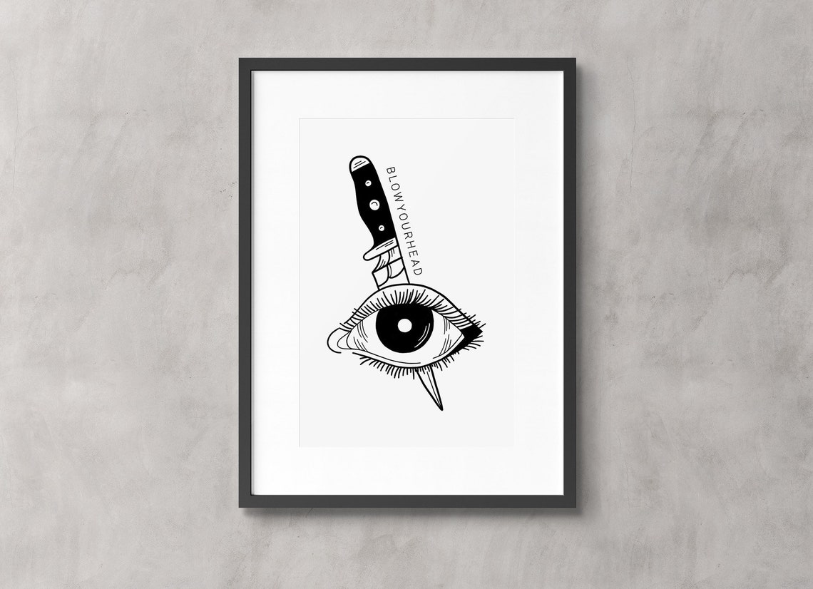 Killed Eye Knife Stabbed Dark Surreal Tattoo Style Art Poster - Image 3