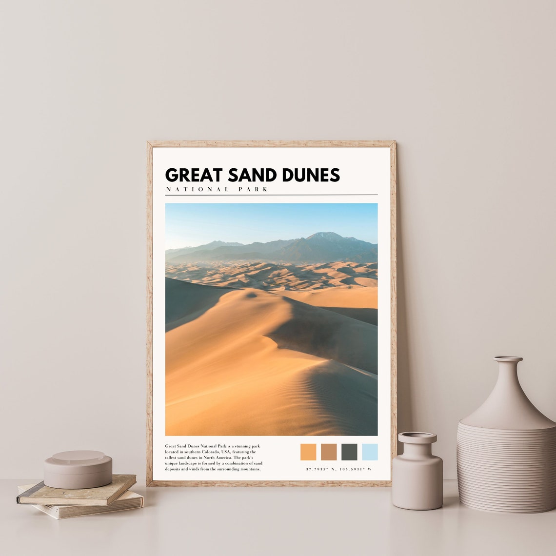 Great Sand Dunes National Park Golden Dunes Ripples Sunset Poster - Image 4