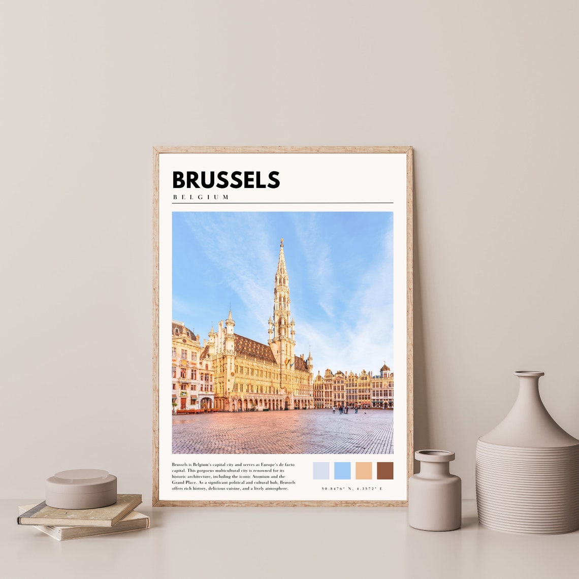 Brussels Belgium Grand Place Town Hall Square Blue Sky Poster - Image 4
