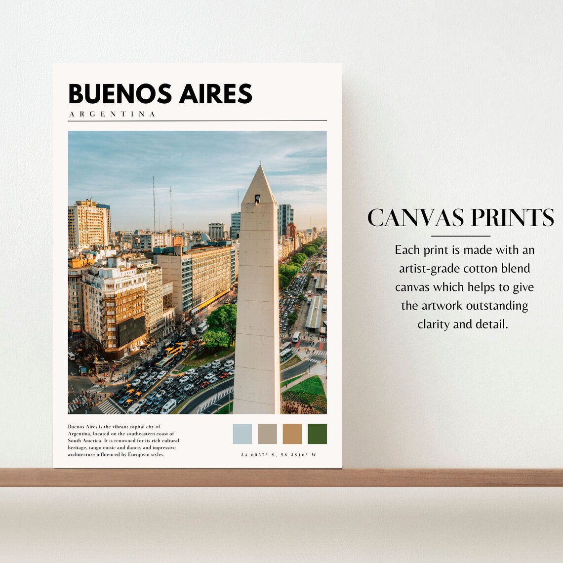 Buenos Aires Argentina Obelisco Avenue Aerial City View Poster - Image 2
