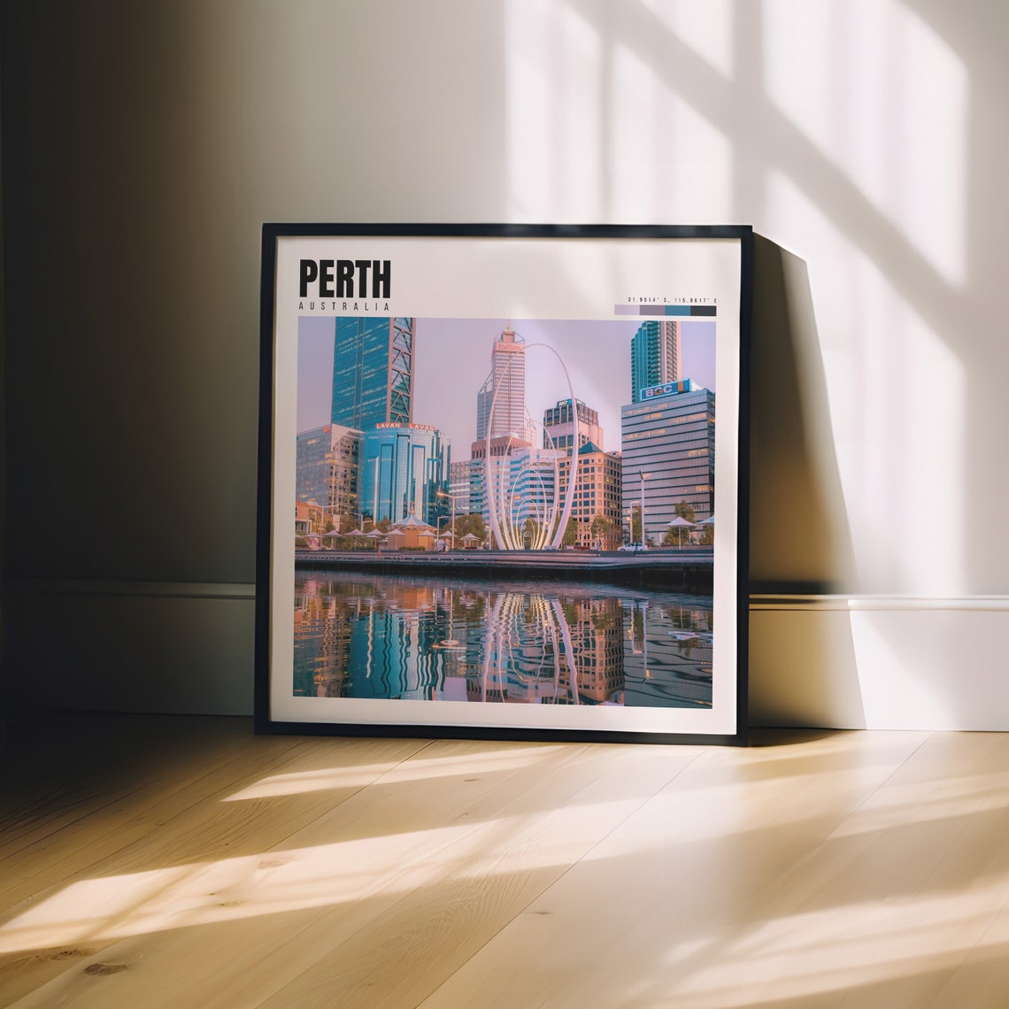 Perth Poster with Elizabeth Quay Skyline and River Reflection View - Image 3