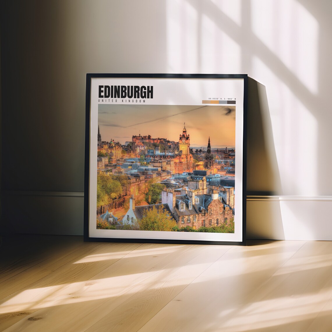 Edinburgh Scotland Castle Sunset Old Town Golden Evening View Poster - Image 3