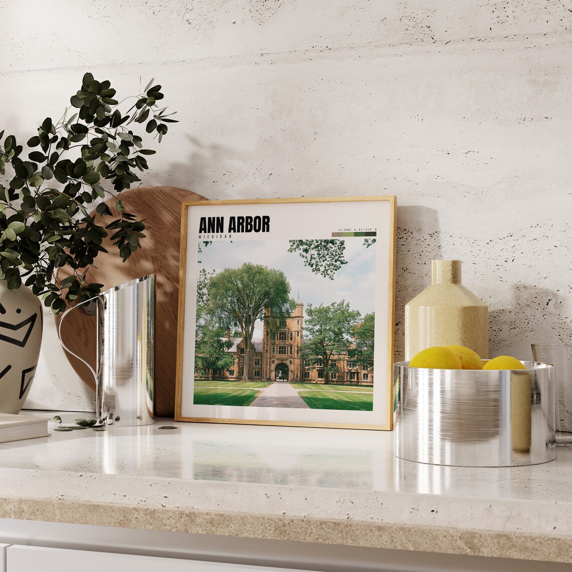 Ann Arbor University Of Michigan Campus Tower Summer Travel Poster - Image 4