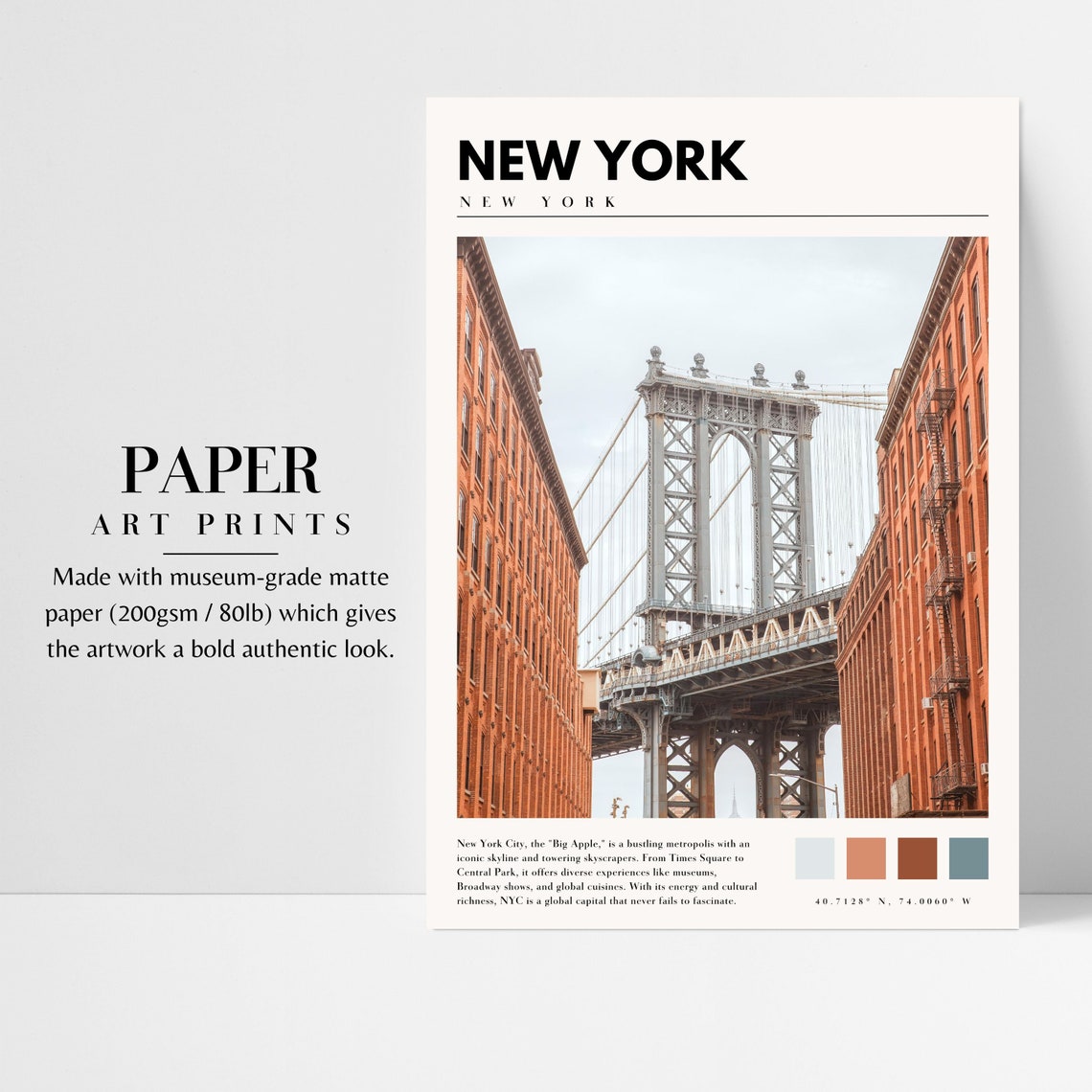 New York Manhattan Bridge Framed by Dumbo Brooklyn Streets Poster - Image 3