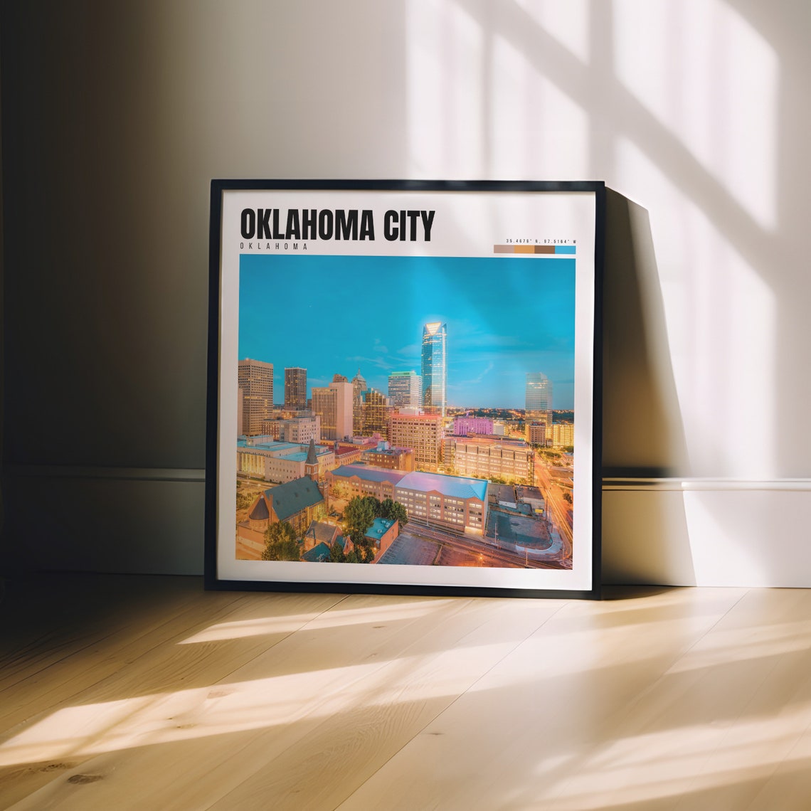 Oklahoma City Downtown Skyline Night Lights Devon Tower Dusk Poster - Image 3