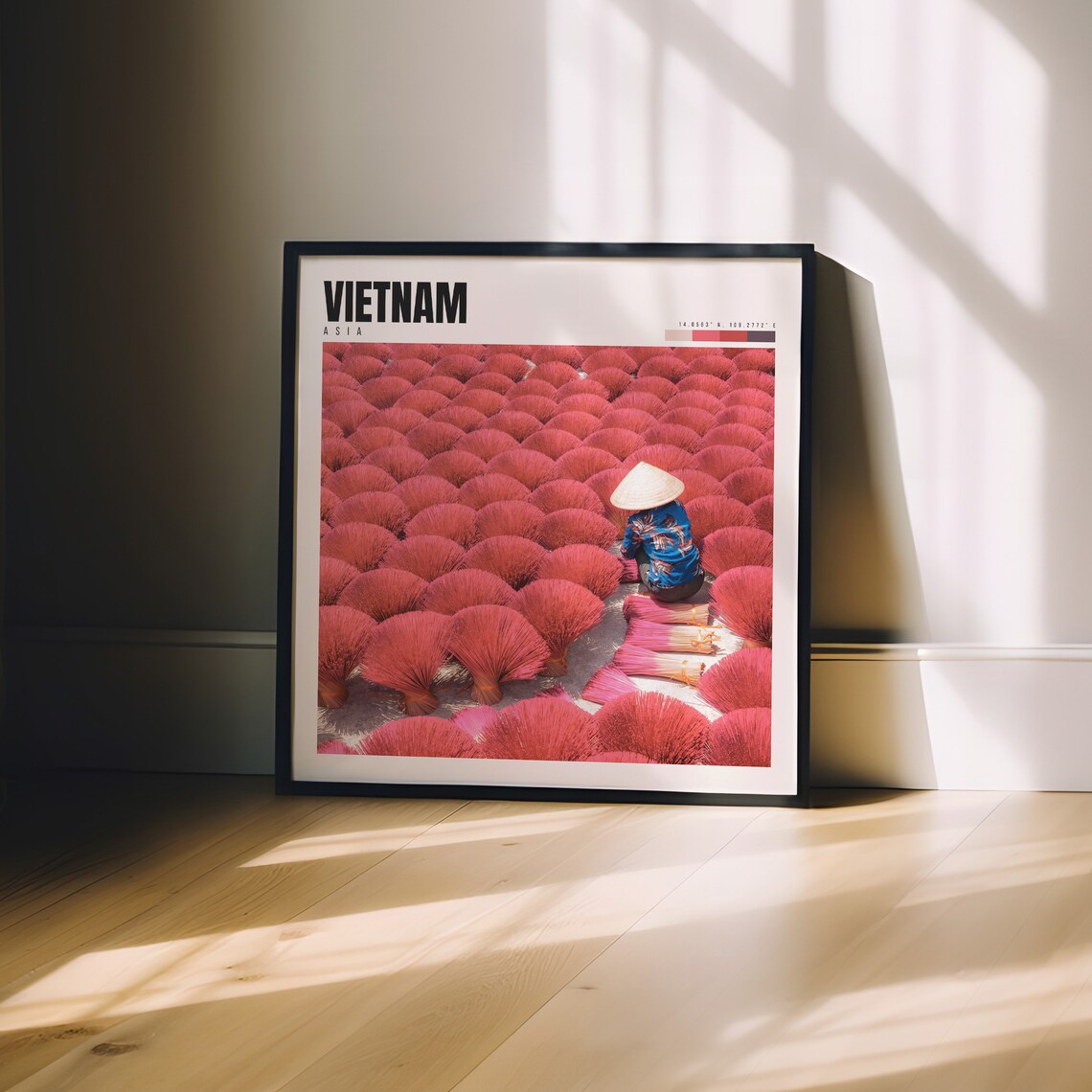 Vietnam Asia Incense Village Colorful Sticks Worker Art Travel Poster - Image 3