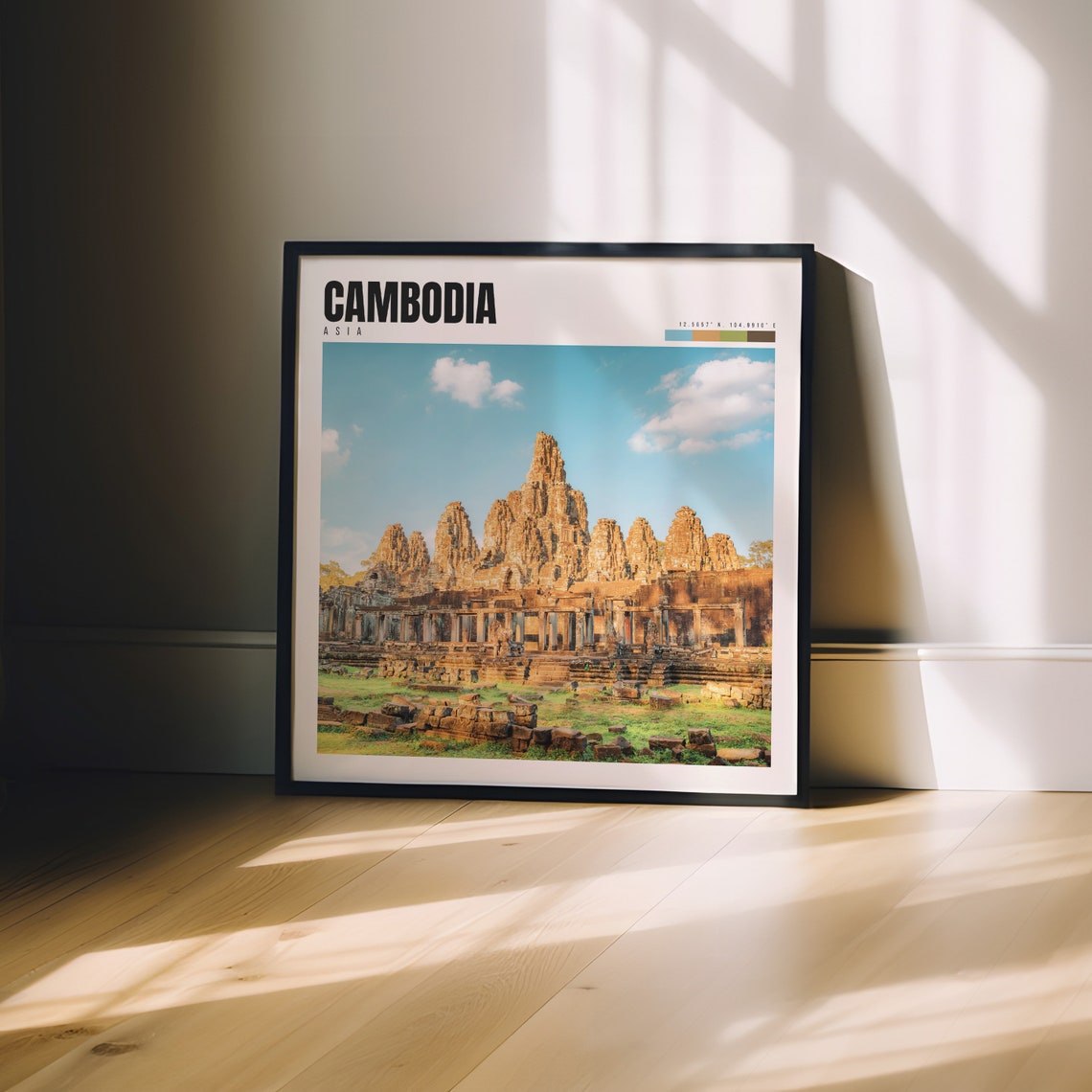 Cambodia Asia Bayon Temple Angkor Thom Golden Hour Stone Faces Poster - Image 3