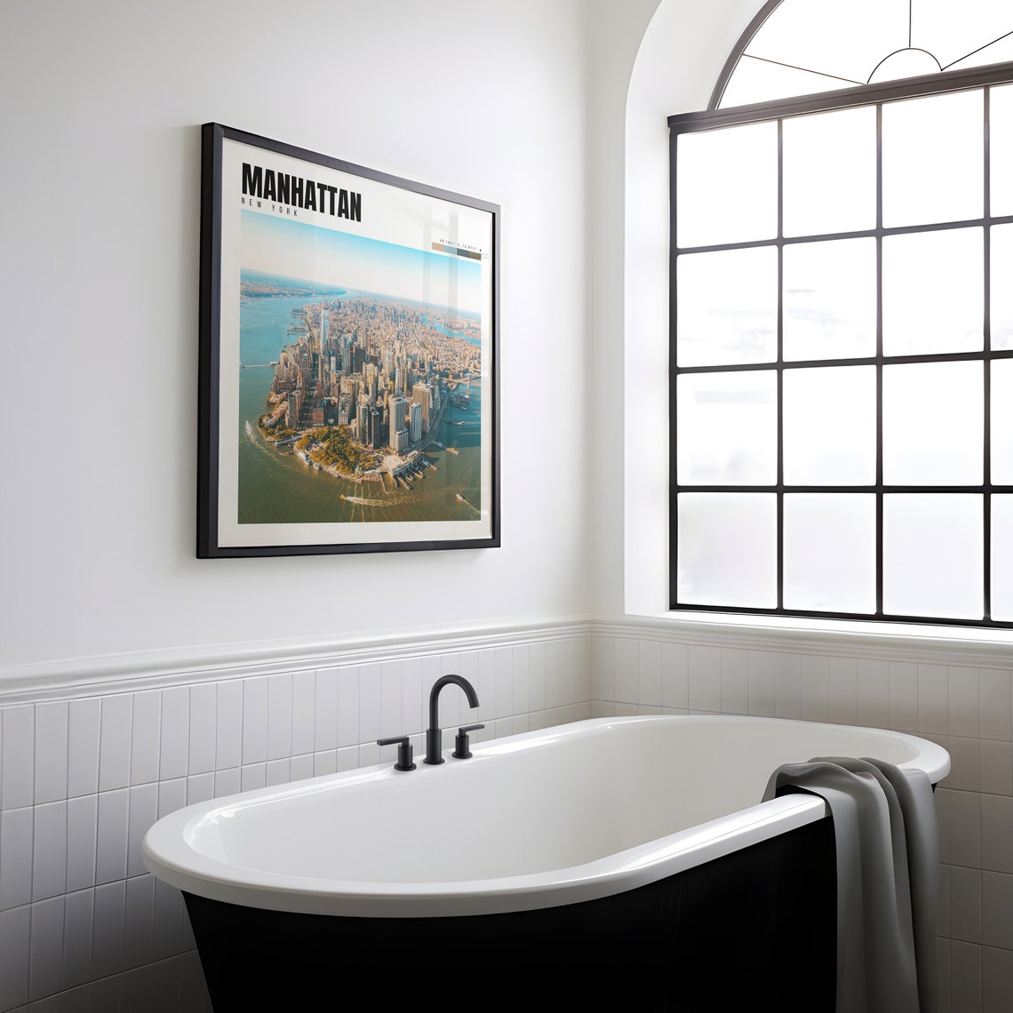 Manhattan New York Aerial Lower Skyline Harbor City View Poster - Image 2