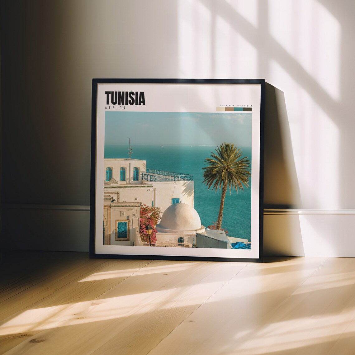 Tunisia Africa White Blue Village Sea View Mediterranean Travel Poster - Image 3