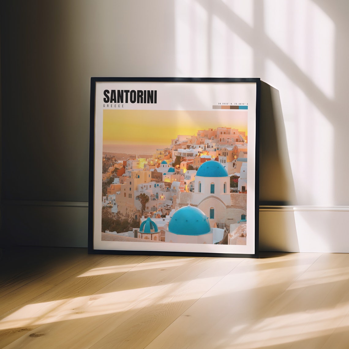 Santorini Greece Oia Blue Domes Sunset Caldera View Travel Poster - Image 3