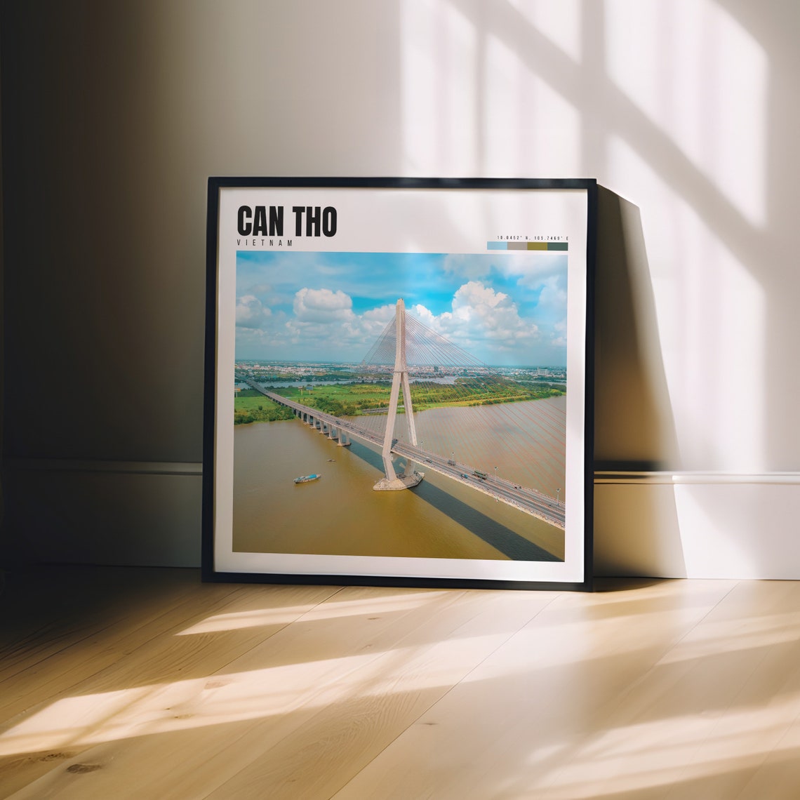 Can Tho Vietnam Cable Stayed Bridge River Aerial Crossing Poster - Image 3
