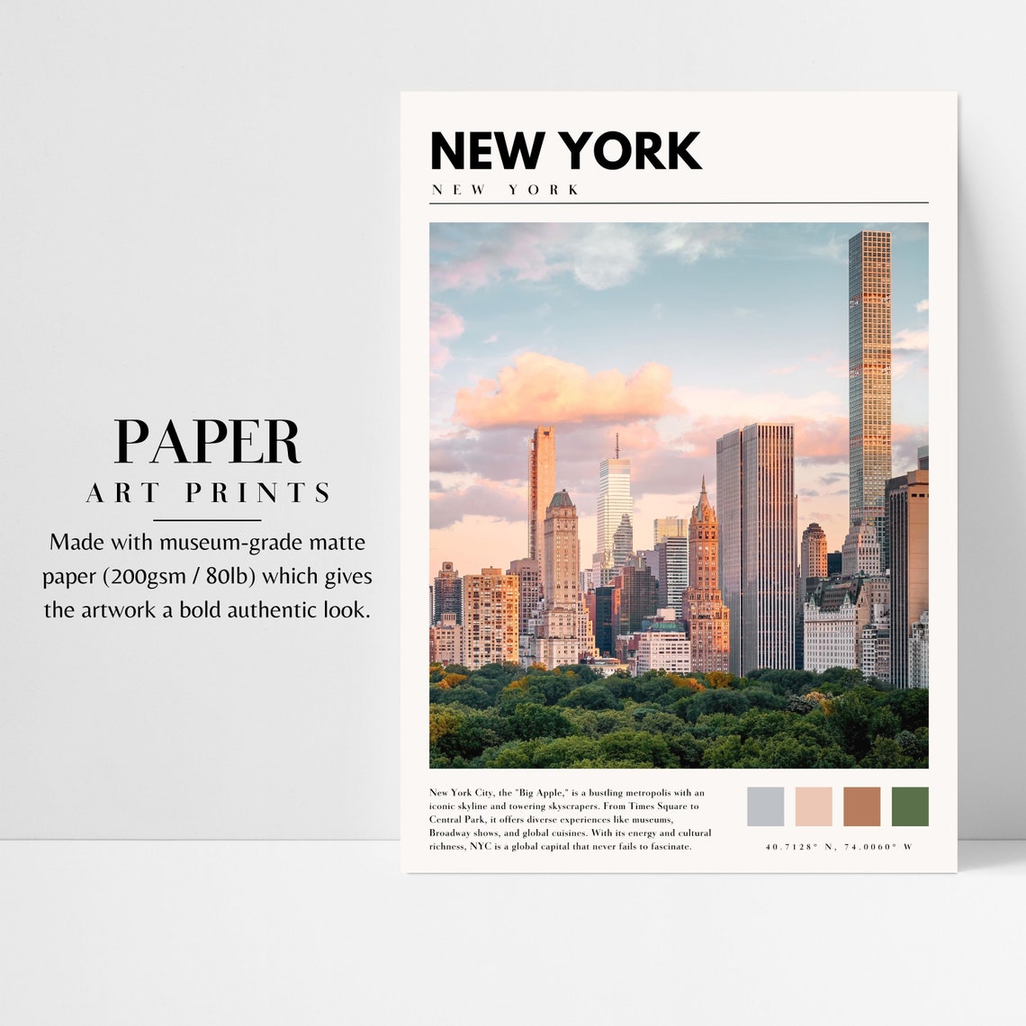 New York City Sunset Skyline Rising Over Central Park Poster - Image 3