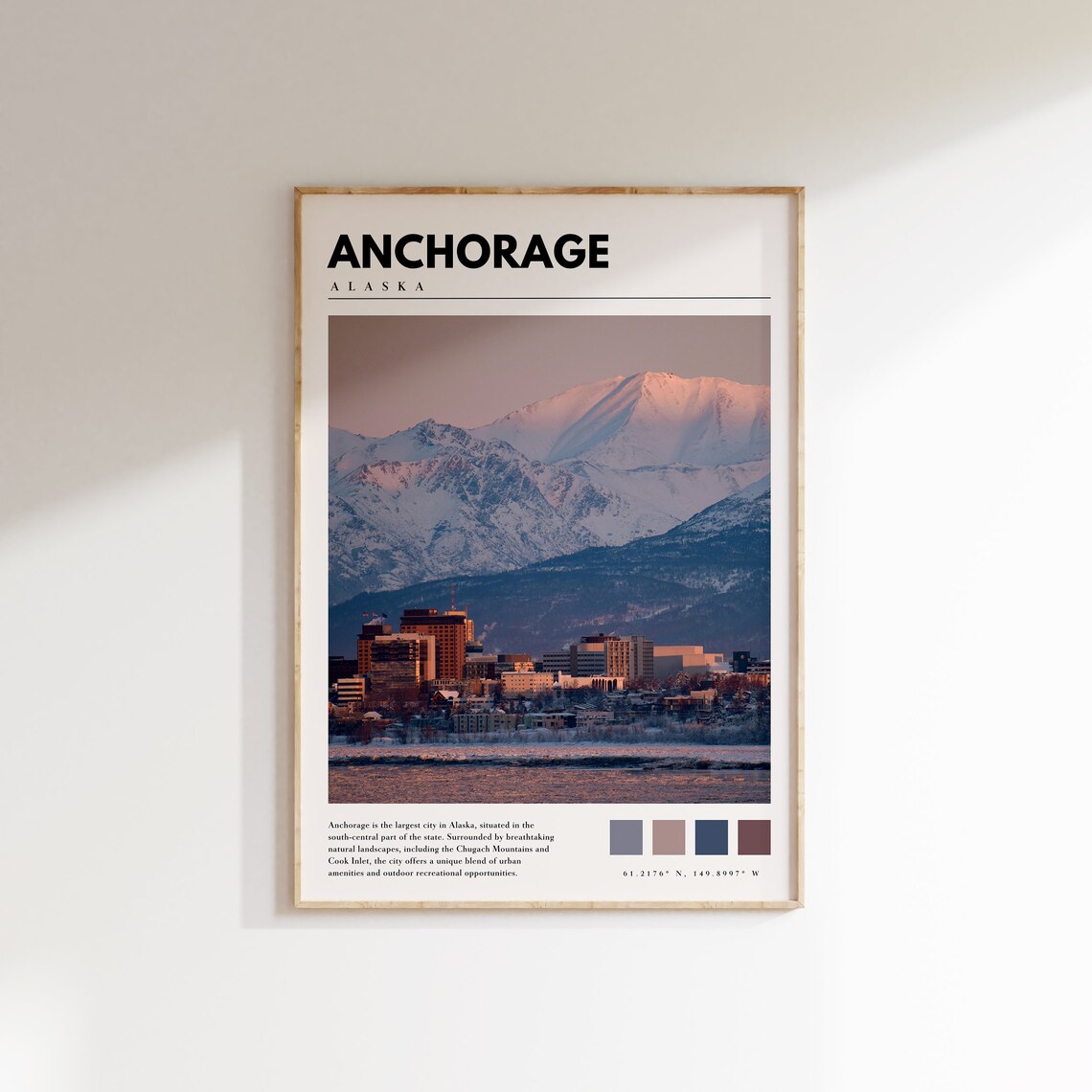Anchorage Alaska Travel Poster, USA Wall Art Print