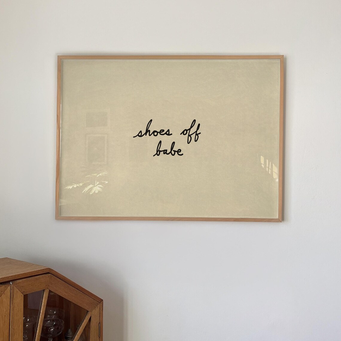 Shoes Off Babe Handwritten Typography Minimalist Home Art Print