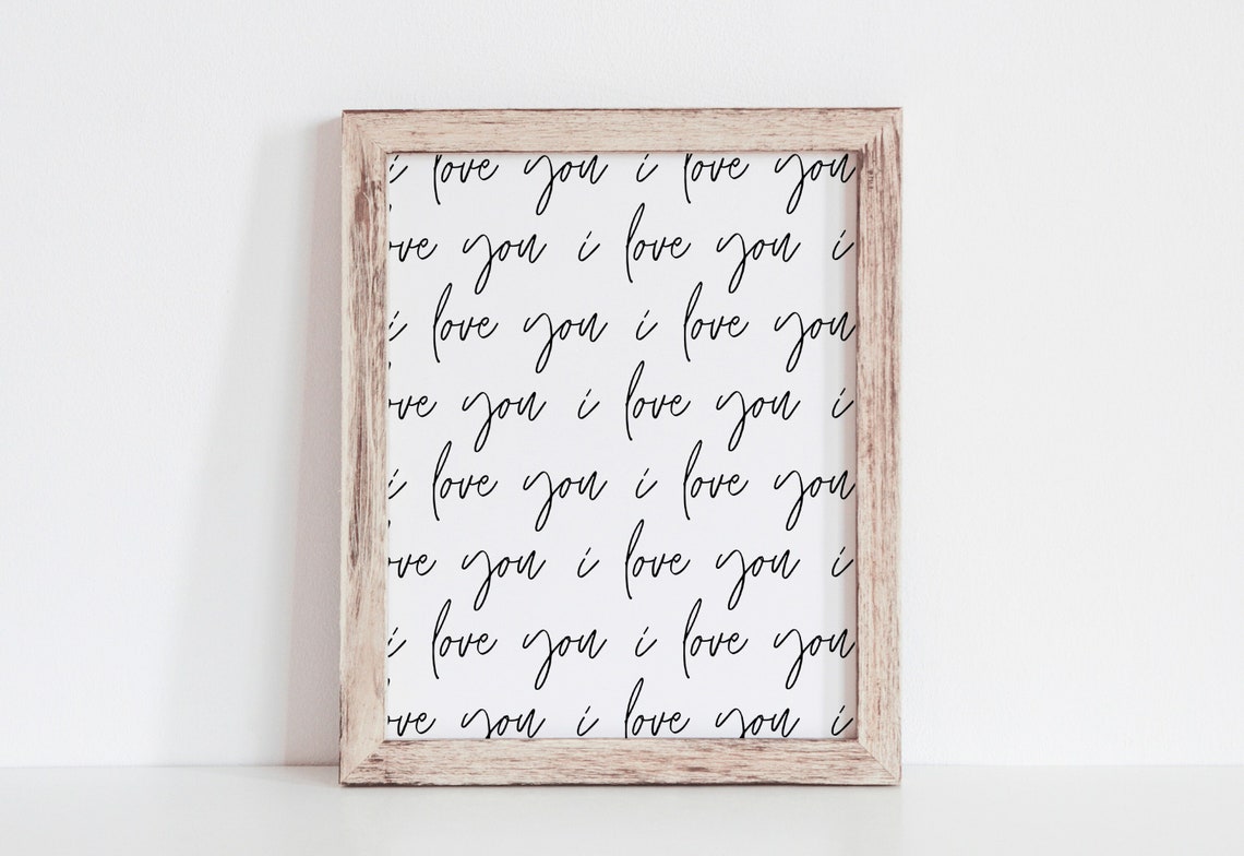I Love You Script Pattern Repeat Valentine Love Note Wall Print - Image 4