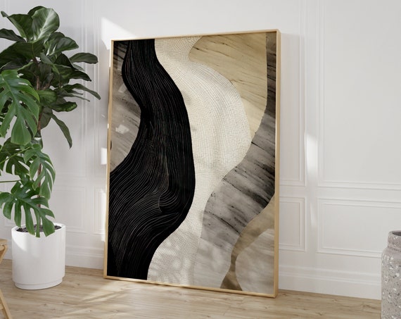 Modern Abstract Art Neutral Wall Decor Black And Beige Abstract Art Trendy Wall Art Prints Neutral Art Prints Modern Minimalist Art