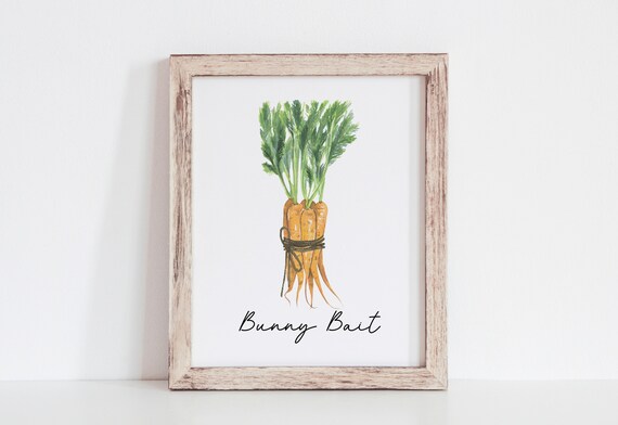 Bunny Bait Watercolor Carrot Bundle Easter Spring Bunny Wall Print