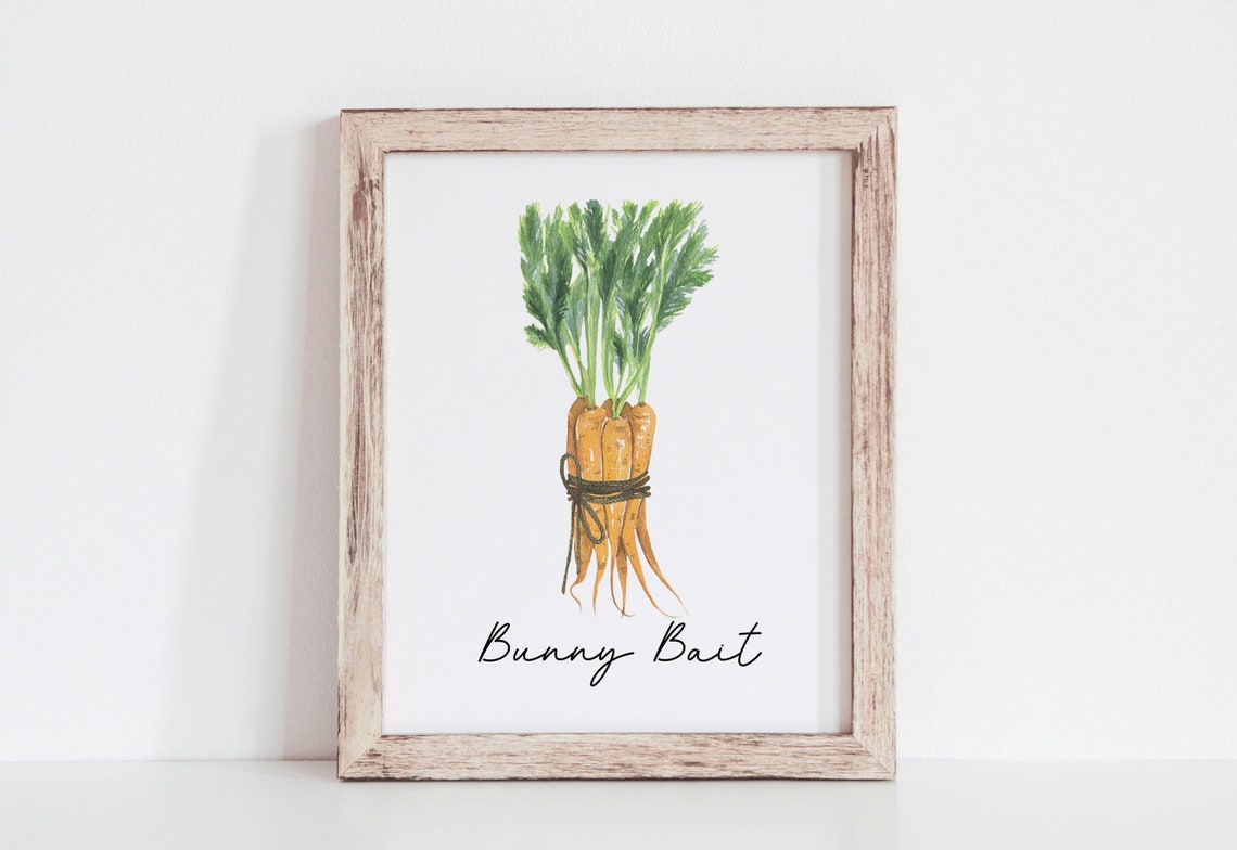 Bunny Bait Watercolor Carrot Bundle Easter Spring Bunny Wall Print