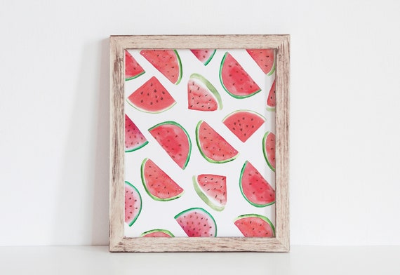 Watermelon Wall Art Summer Prints Summer Wall Art Summer Art Summer Print Watercolor Watermelon Summer Fruit Print