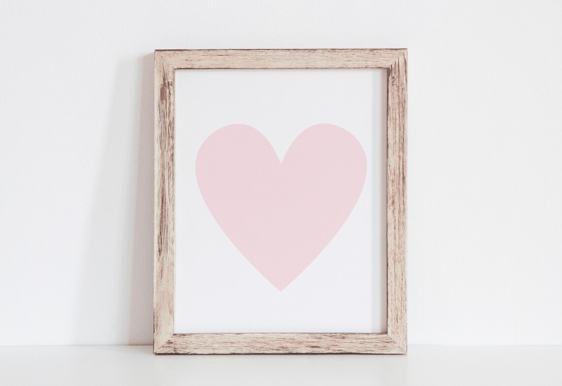 Blush Pink Minimalist Heart Valentine Love Wall Print Art Decor - Image 4