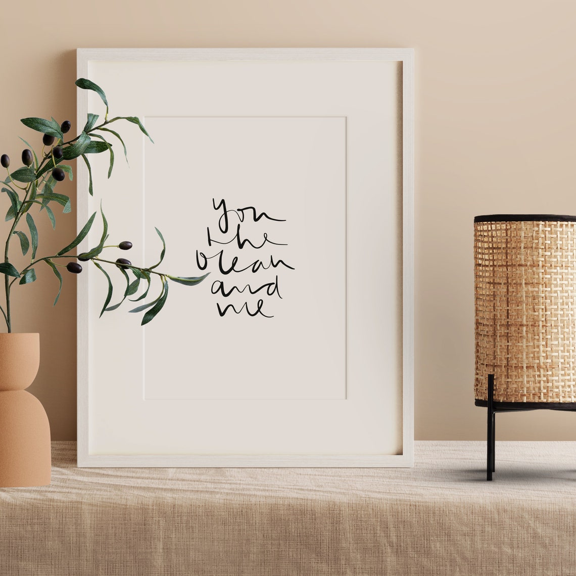 You The Ocean And Me Romantic Beach Script Love Quote Poster - Image 2
