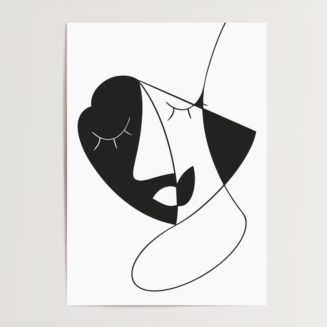 Hidden Face Abstract Black White Line Art Modern Face Poster - Image 3