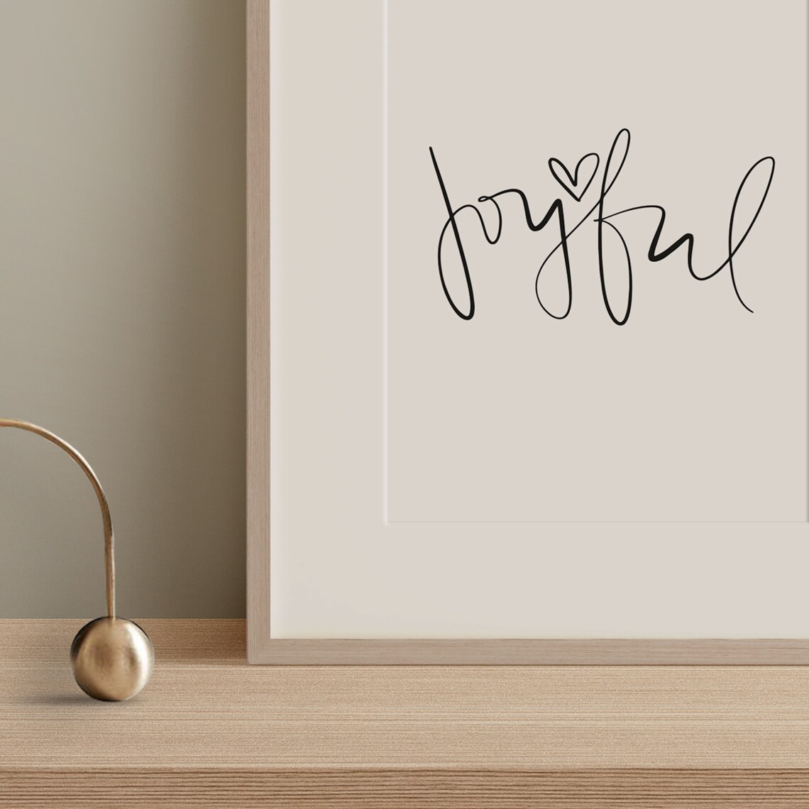 Joyful Heart Calligraphy Happiness Minimalist Word Art Poster - Image 3