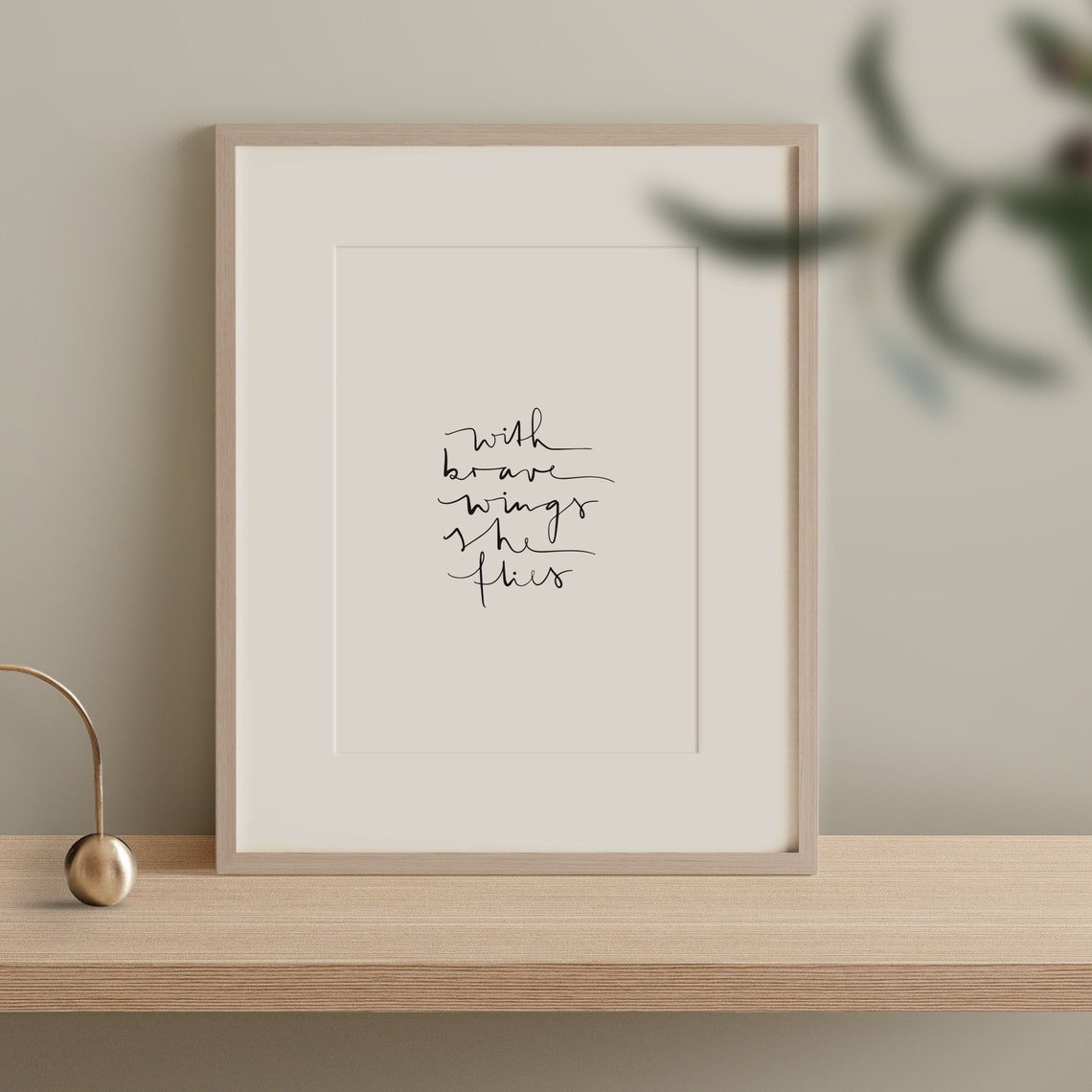 With Brave Wings She Flies Inspirational Script Quote Poster - Image 2