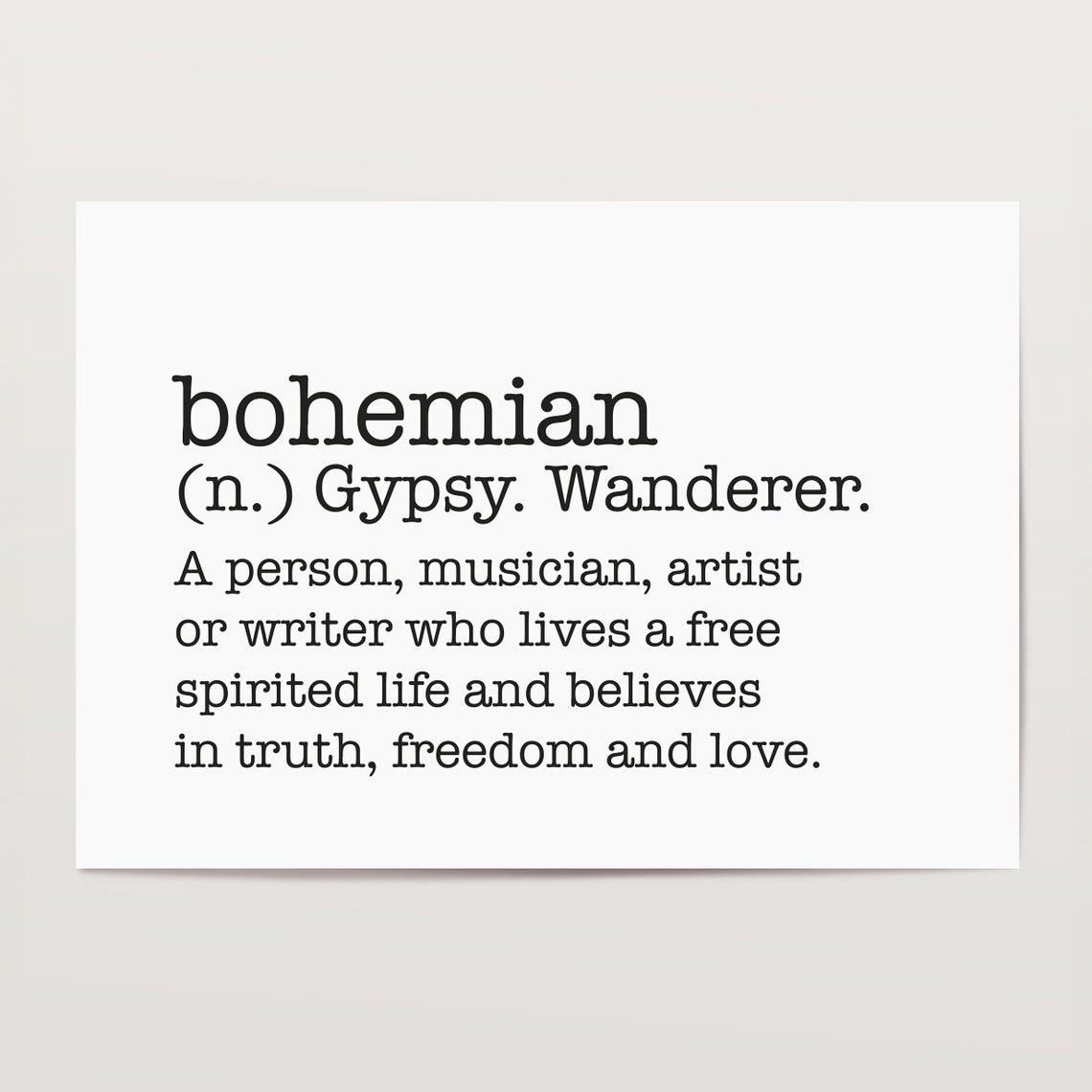 Bohemian Definition Quote Free Spirited Wanderer Boho Style Poster - Image 4