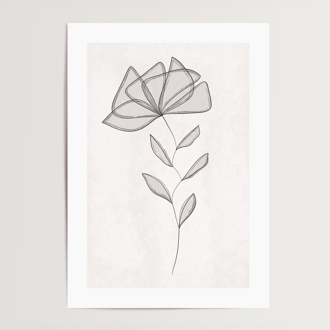 Beige Line Art Bloom Flower Botanical Minimalist Home Decor Poster - Image 3