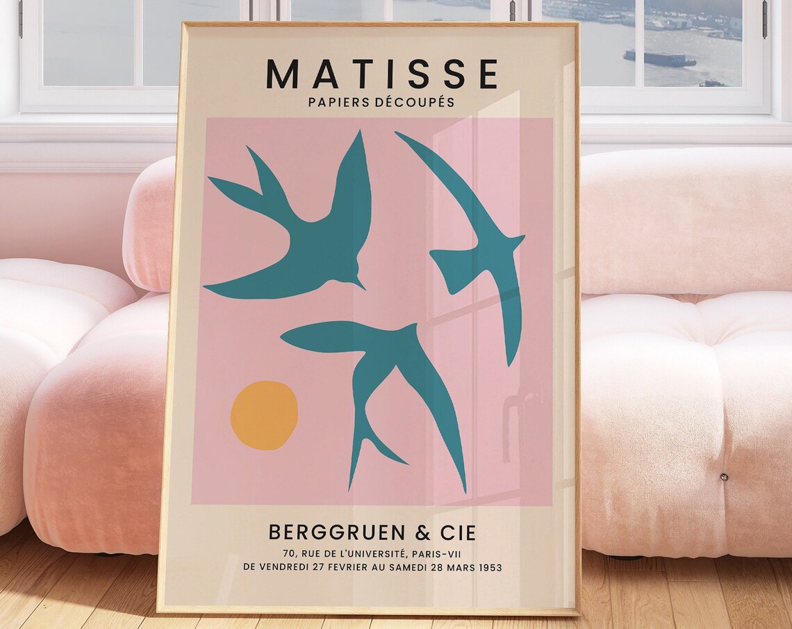 Henri Matisse Three Birds Pink Blue Abstract Gallery Art Poster