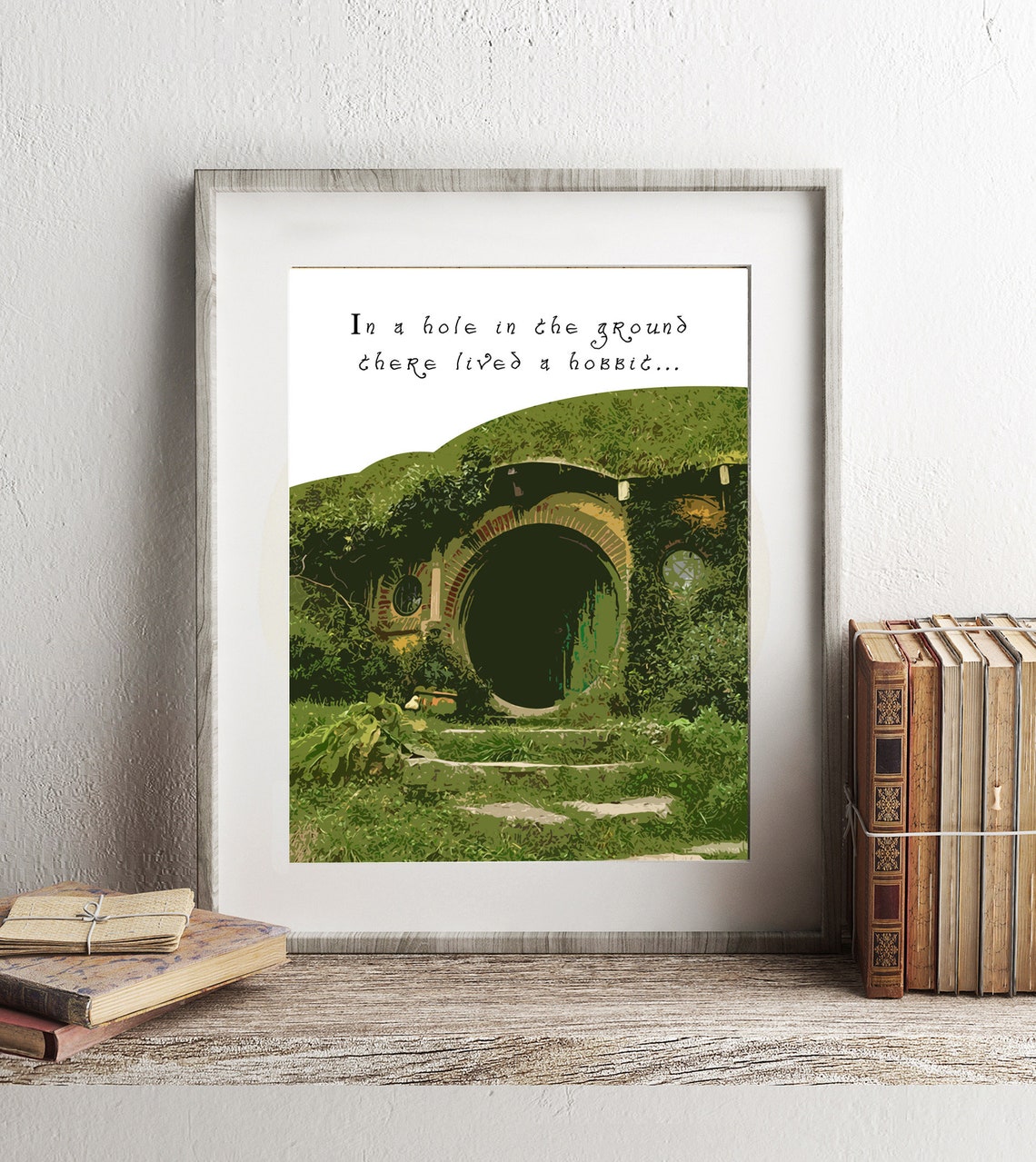 The Hobbit Hole Green Door With Famous Book Quote Fantasy Poster