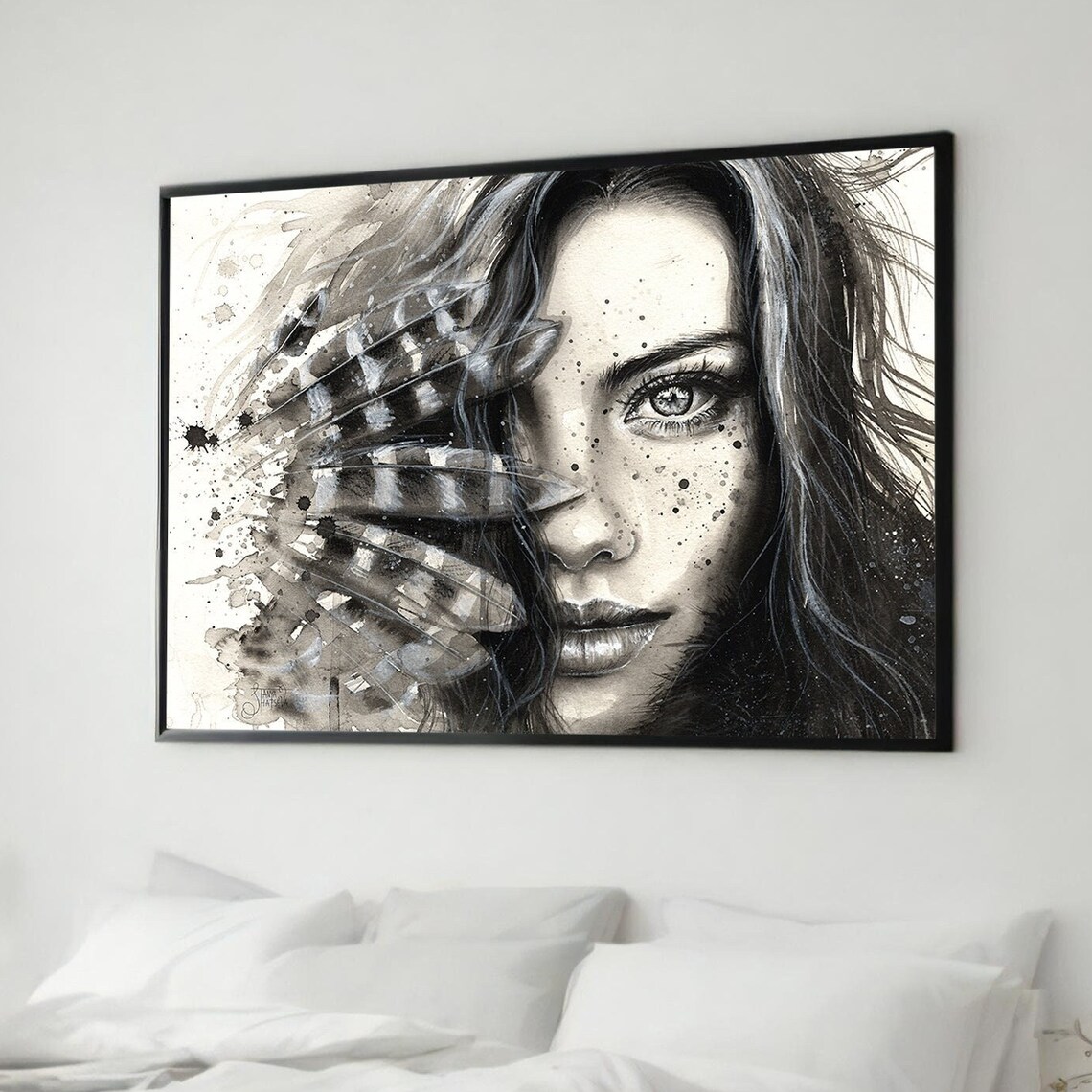 Abstract Portrait, Monochrome Female Face Painting