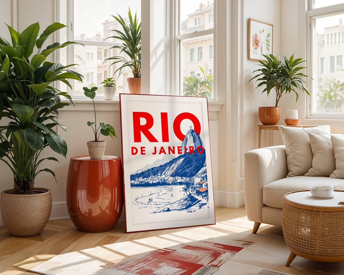 Brazil Poster Rio Christ Redeemer Minimal Travel Print