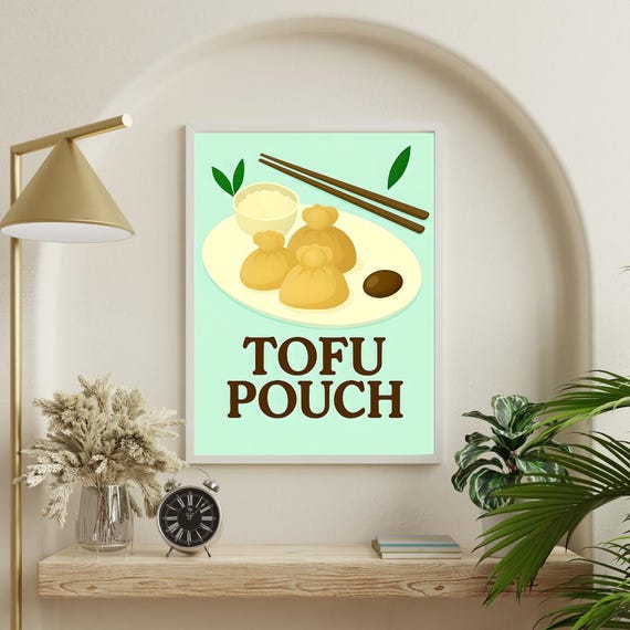 Tofu Pouch Japanese Cuisine Poster Asian Illustration Food Foodie Print Kitchen Art Cultural Decor