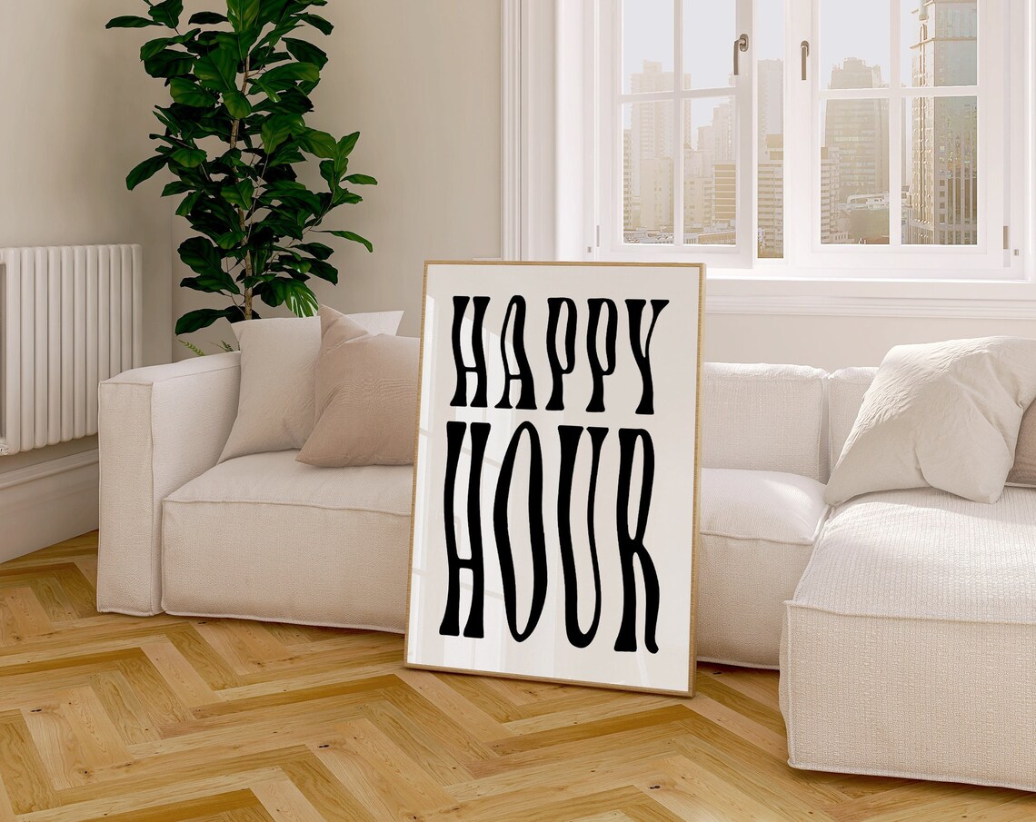 Happy Hour Cocktail Drinks Bar Wall Art Print