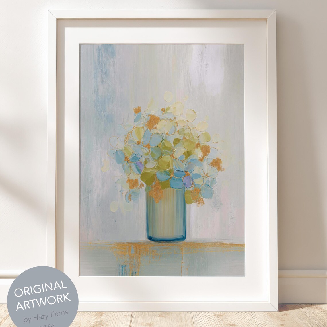 Hydrangea Pastel Floral Painting Boho Botanical Print