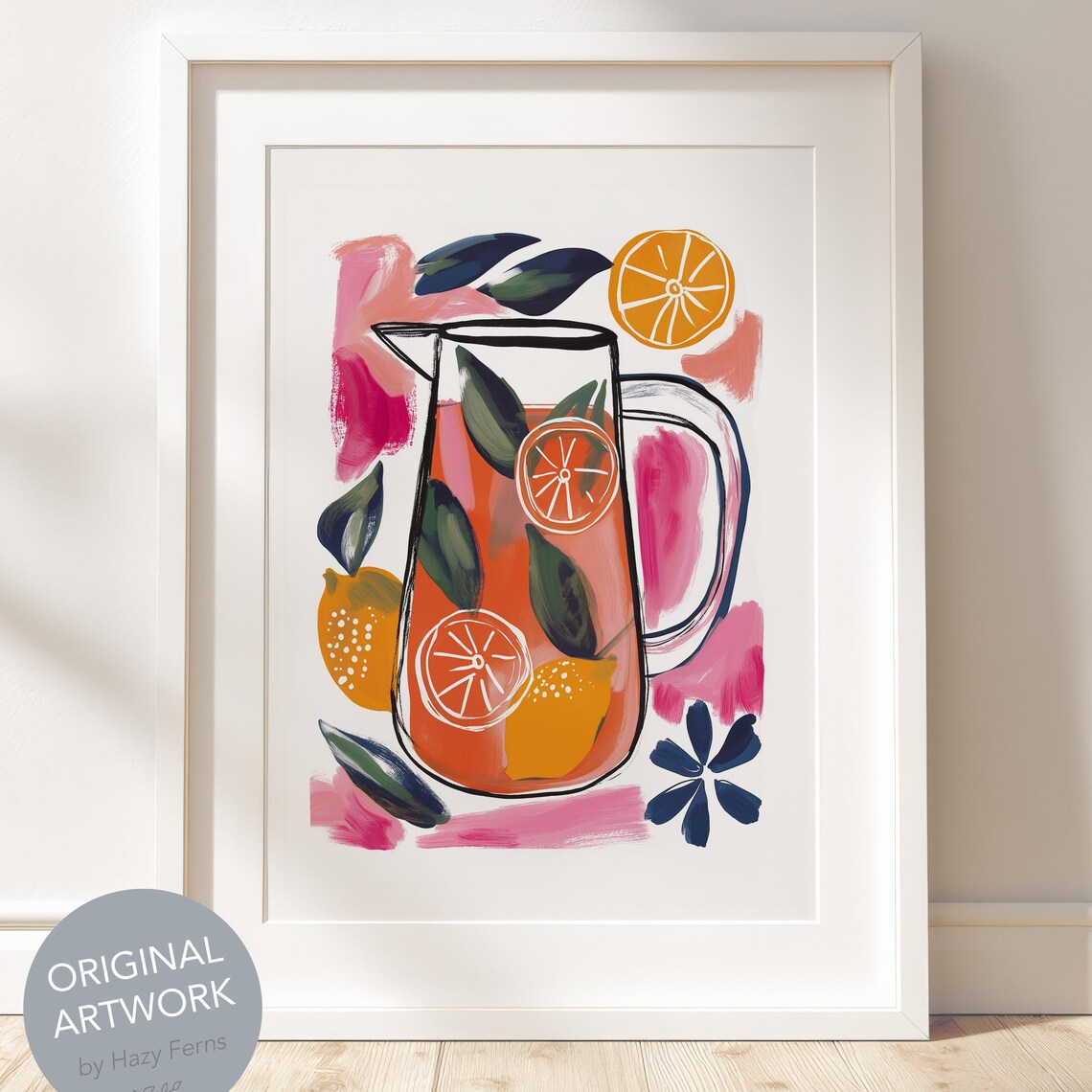 Mint Lemonade Gouache Art Print, Kitchen Decor