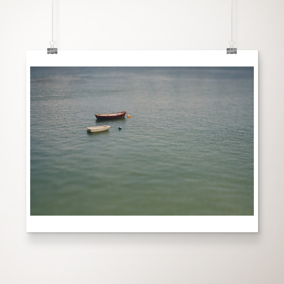 Two Rowing Boats on Calm Sea Minimalist Nautical Boats Poster