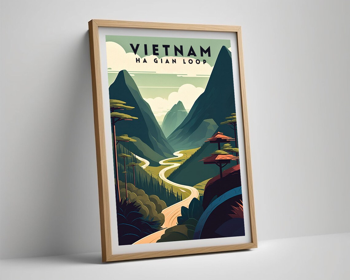 Vietnam Ha Giang Loop Mountain Road Minimalist Travel Poster - Image 5