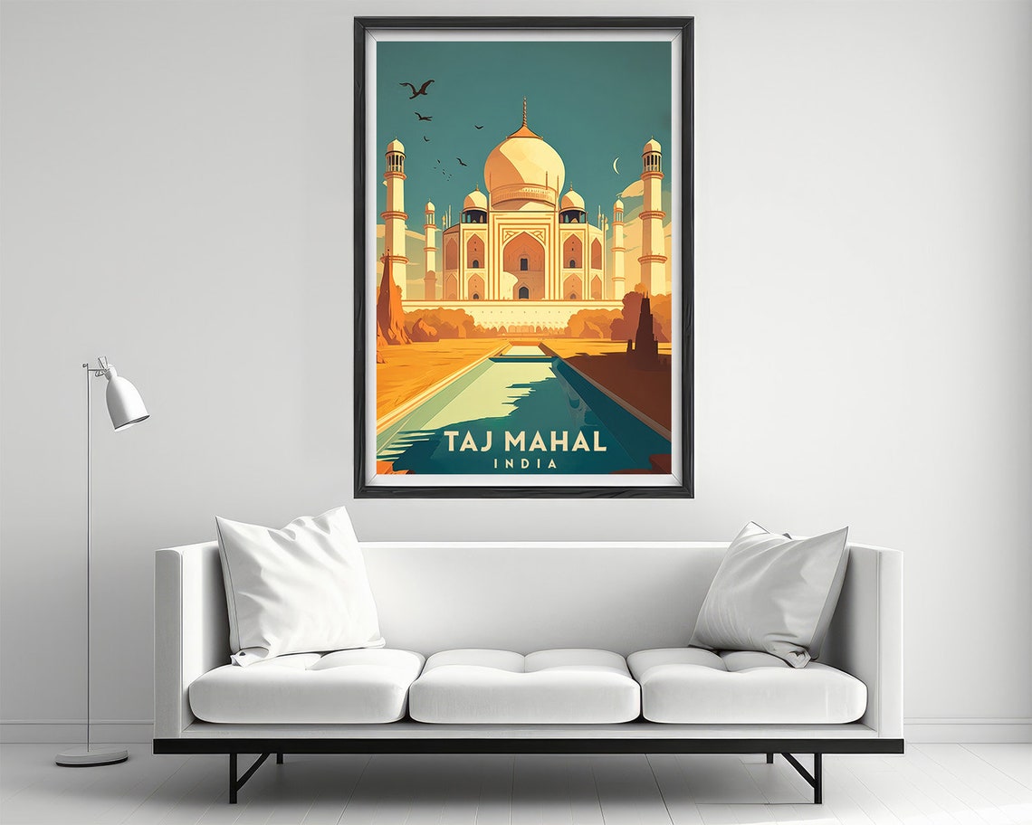 Taj Mahal India Vintage Travel Poster Mughal Mausoleum Artwork - Image 2