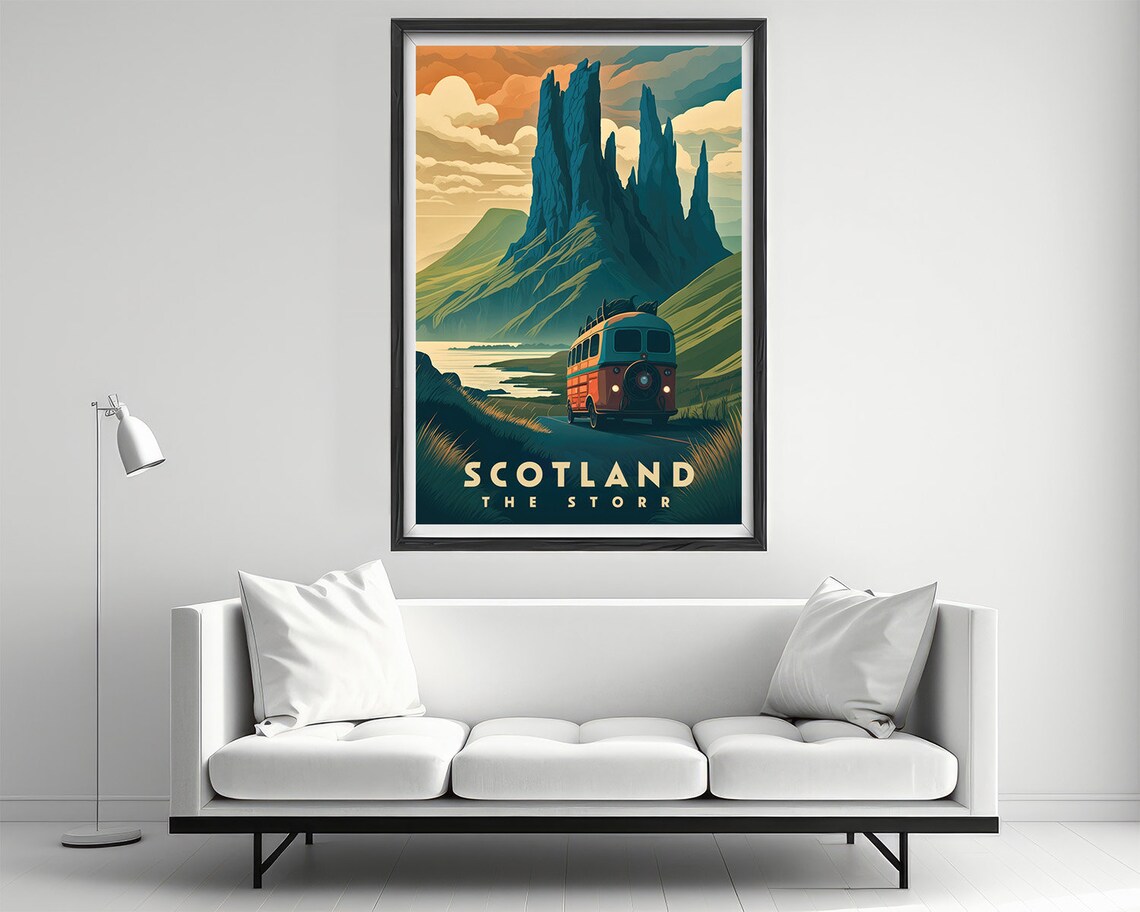 The Storr Scotland Isle Of Skye Camper Van Vintage Travel Poster - Image 2