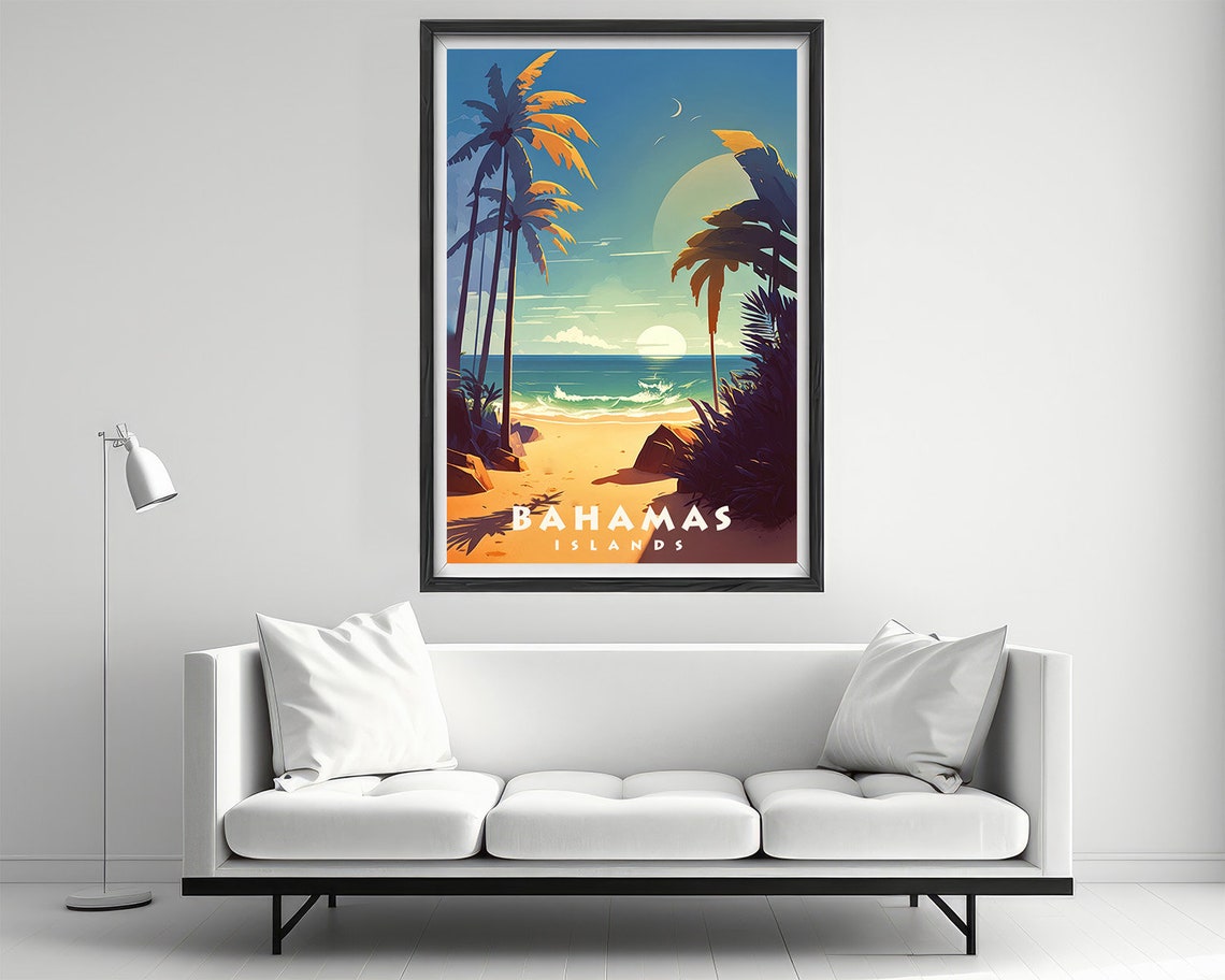 Bahamas Islands Travel Poster Bahamas Islands Wall Art Print Bahamas Islands Painting Illustration Bahamas Watercolor Home Decor - Image 2
