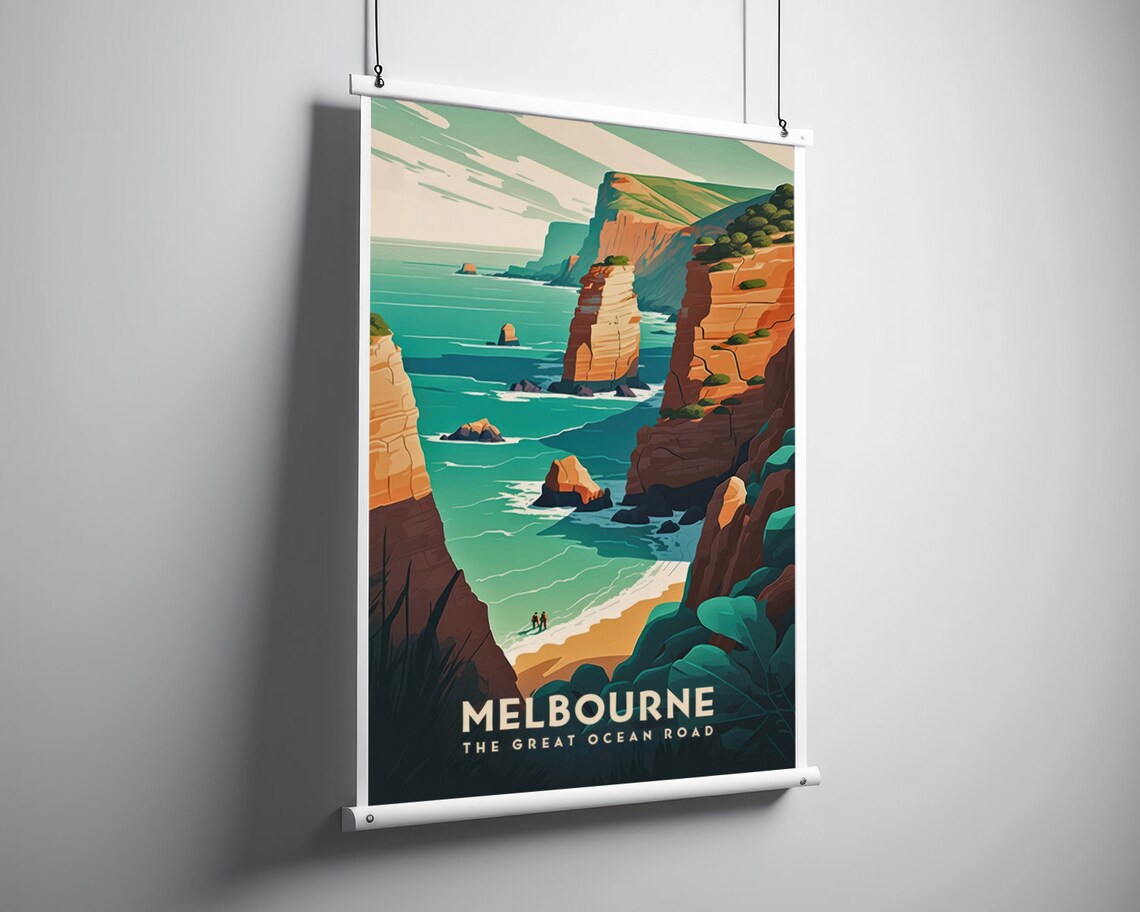 Melbourne Great Ocean Road Towering Cliffs Vintage Travel Poster - Image 3
