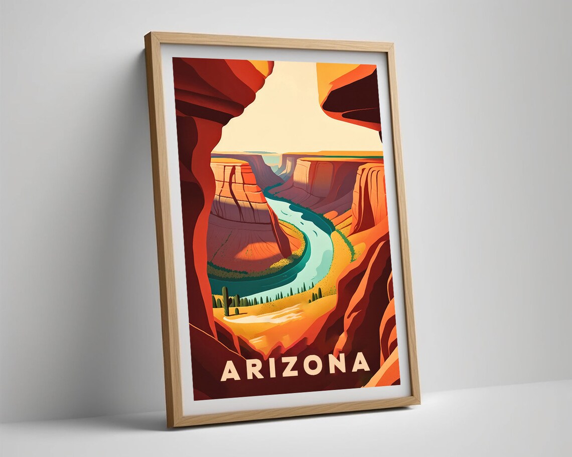 Arizona Horseshoe Bend River Canyon Sunset Vintage Travel Poster - Image 5