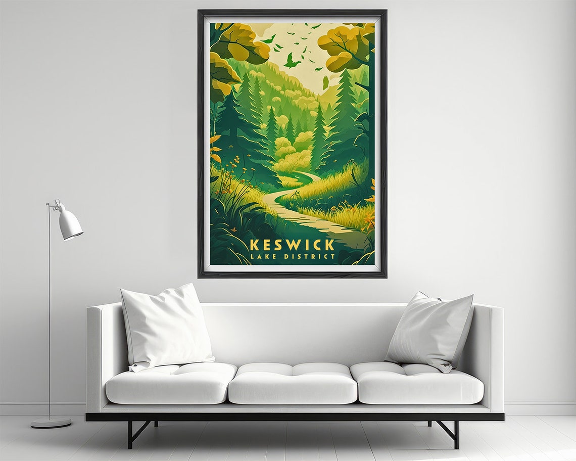 Keswick Travel Poster Keswick Print Keswick Wall Art Print Keswick Lake District Keswick Painting Keswick Illustration Keswick Watercolor - Image 2