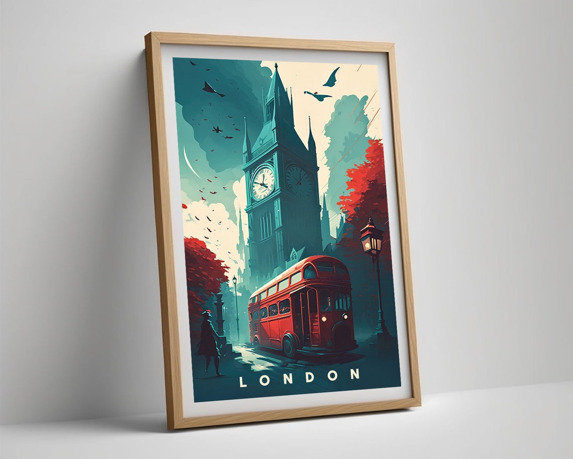 London Uk England Travel Poster London Uk England Wall Art Print London Uk England Painting Illustration London Watercolor Decor - Image 5