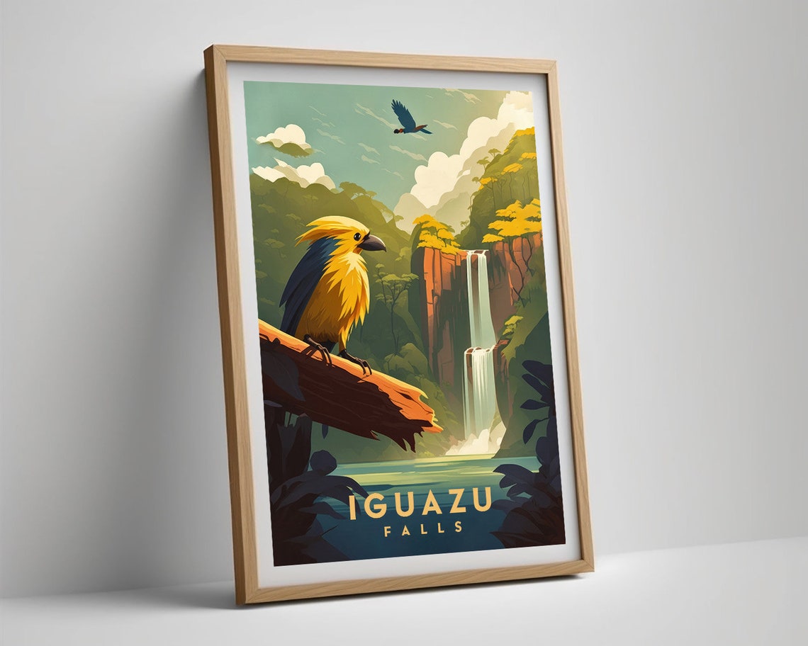 Iguazu Falls Brazil Travel Poster Iguazu Falls Brazil Wall Art Print Iguazu Falls Brazil Painting Illustration Brazil Watercolor - Image 5