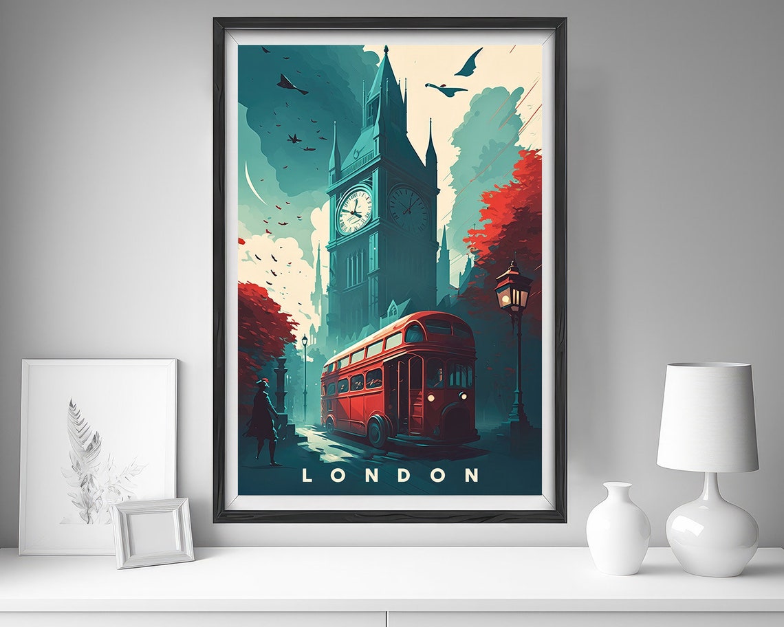 London Uk England Travel Poster London Uk England Wall Art Print London Uk England Painting Illustration London Watercolor Decor - Image 4